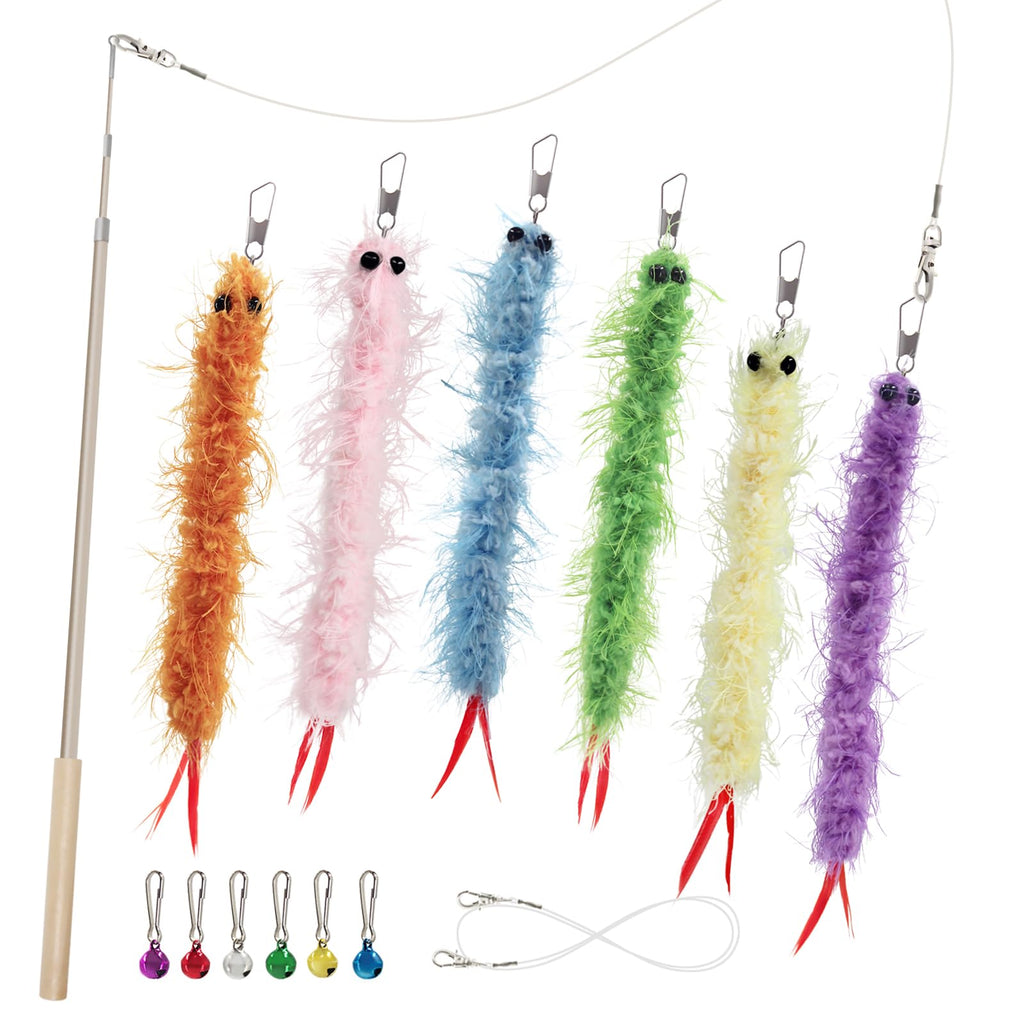 Retractable Cat Wand and Worm Set
